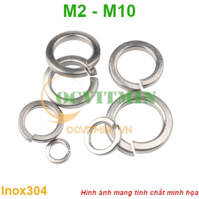 Vòng Đệm Vênh M2 M2.5 M3 M4 M5 M6 M8 M10 Long Đen Inox 304