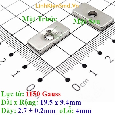 Nam Châm Đất Hiếm Hình Chữ Nhật Có Lỗ Lực Hút 1150 Gauss