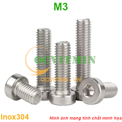 Ốc Lục Giác Đầu Trụ Mỏng M3 Inox 304