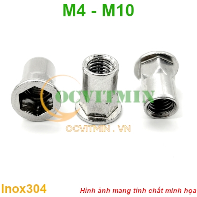 Tán Rút Nửa Lục Giác M4 M5 M6 M8 M10 Đai Ốc Rút Inox304