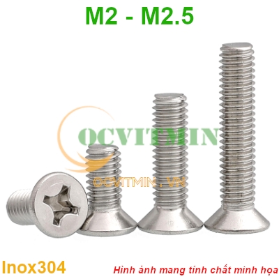 Ốc Vít Bake Đầu Bằng M2 M2.5 Inox 304
