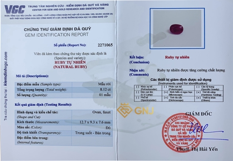 Viên Đá Ruby tự nhiên Phát Tài