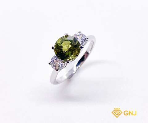Nhẫn đá Tourmaline xanh thiên nhiên