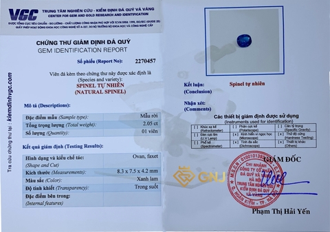 Đá Spinel Cobalt Bãi Bưởi Lục Yên - GNJ