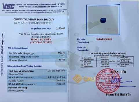Viên Đá Spinel Xanh Phát Lộc - GNJ