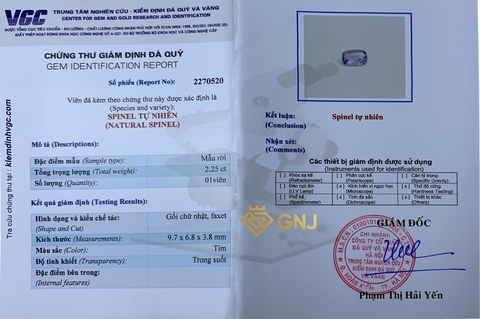 Viên Đá Spinel Tím Thủy Chung - Violet Spinel - GNJ