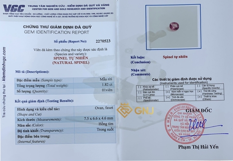 Viên Đá Spinel Hồng Tím Thiên Nhiên - GNJ