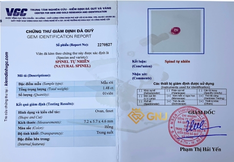 Viên đá spinel hồng tự nhiên Lục Yên