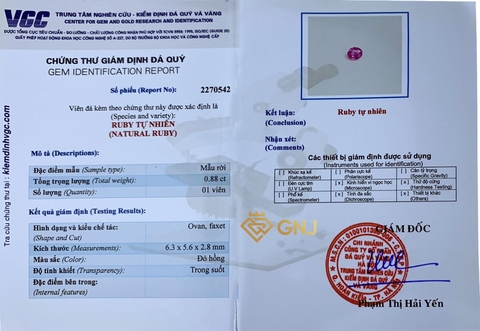 Viên đá ruby đỏ hồng tự nhiên Lục Yên