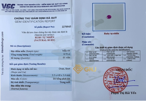 Viên đá ruby tự nhiên Lục Yên.