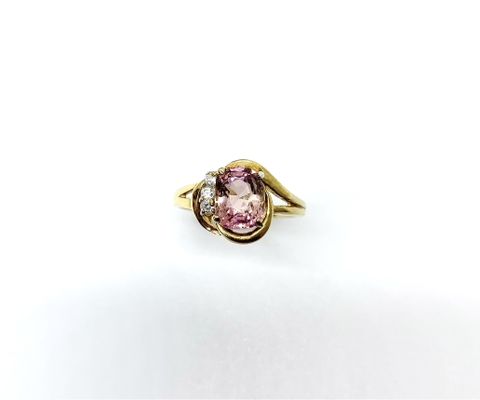 Nhẫn Đá Tourmaline Bi-color Hồng Phớt Trắng Tự Nhiên - GNJ