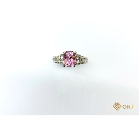 Nhẫn bạc đính đá Tourmaline hồng tự nhiên