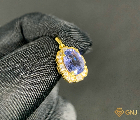 Mặt dây chuyền nữ đính đá Spinel xanh tự nhiên