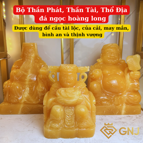 Tượng thần tài thổ địa, bộ tượng 3 ông thần tài đá ngọc hoàng long tự nhiên