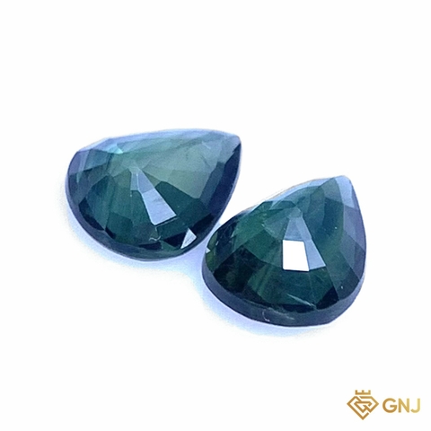 Bộ đá sapphire xanh lá tự nhiên 1,01ct (2 viên) - GNJ