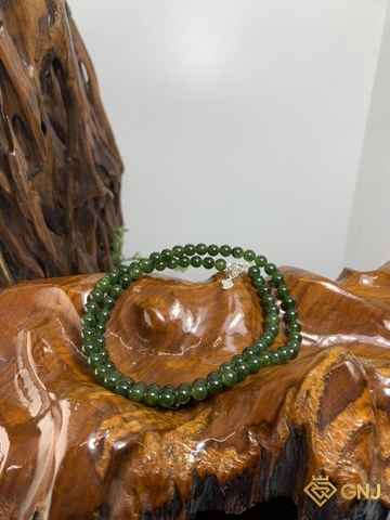 Chuỗi Cổ Ngọc Bích Nephrite Khóa Bạc S925 6mm - GNJ