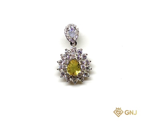 Mặt dây vàng trắng 10k đá chủ Sapphire vàng