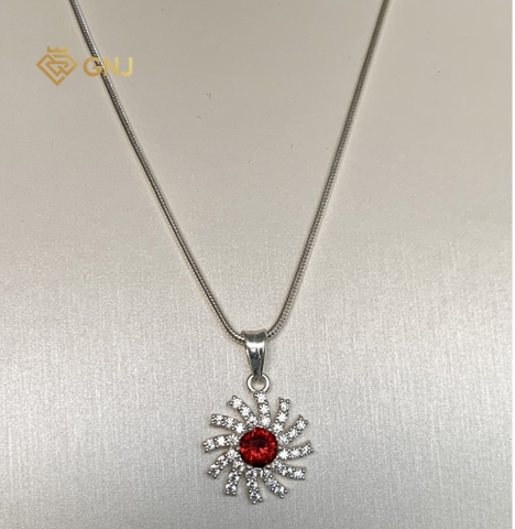 Mặt dây chuyền bạc 925 đính đá Garnet thiên nhiên