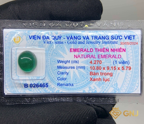 Viên Đá Ngọc Lục Bảo Tự Nhiên 4.27ct — Cabochon - GNJ