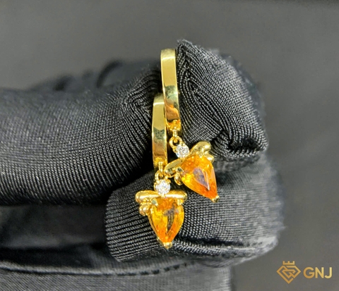 Hoa tai vàng đính đá Sapphire tự nhiên