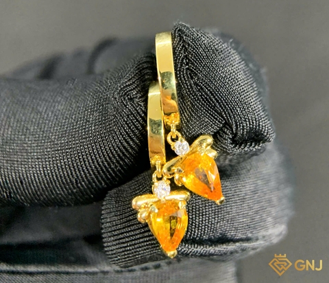 Hoa tai vàng đính đá Sapphire tự nhiên