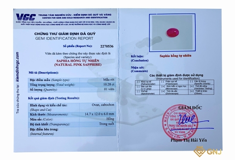 Viên Sapphire Hồng Phú Quý - GNJ