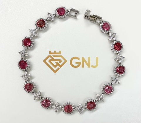 Lắc tay vàng trắng đính đá spinel tự nhiên