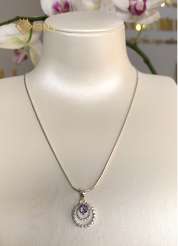 Mặt dây chuyền bạc 925 đính đá Spinel tím thiên nhiên