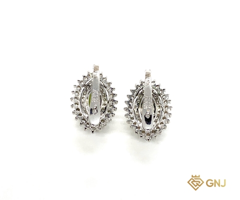 Hoa tai vàng trắng 10k đính đá Peridot