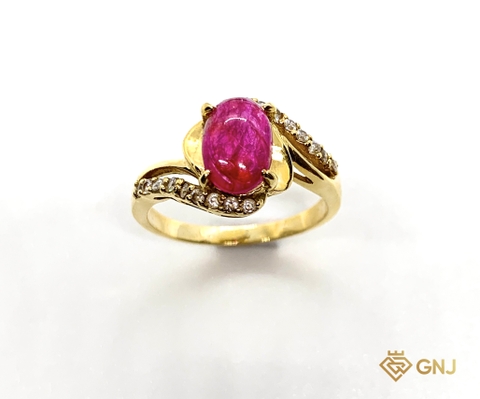 Nhẫn vàng nữ đá ruby tự nhiên Lục Yên- Yên Bái sang trọng