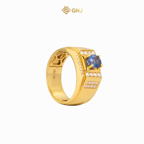 Nhẫn vàng nam đá sapphire xanh tự nhiên