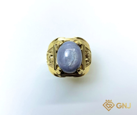 Nhẫn bạc đính đá Sapphire xám sao tự nhiên.