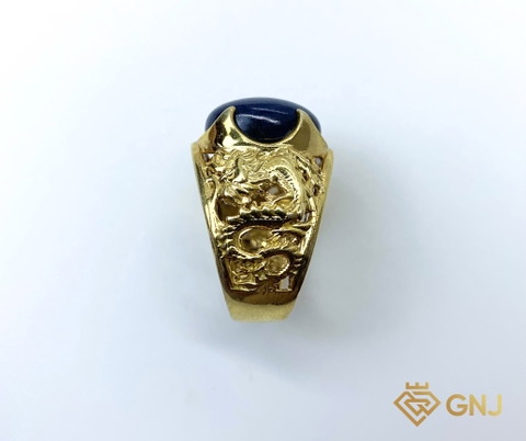 Nhẫn bạc nam đính đá Sapphire xanh tự nhiên rồng