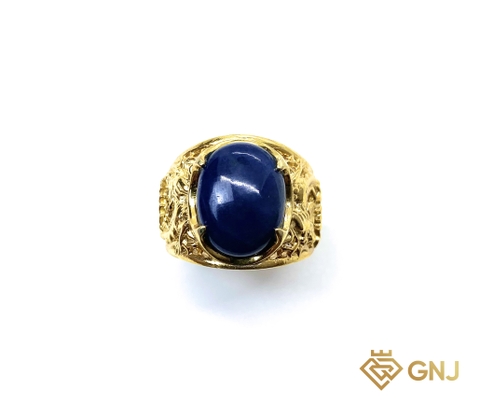 Nhẫn bạc nam đính đá Sapphire xanh tự nhiên rồng