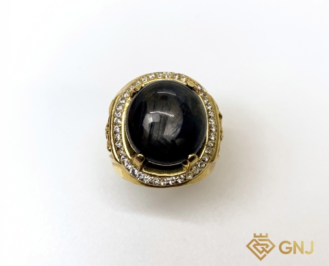 Nhẫn bạc nam đính đá Sapphire đen sao thiên nhiên.