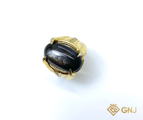 Nhẫn bạc nam đá Sapphia đen sao tự nhiên