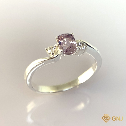 Nhẫn Bạc Xi Vàng Trắng Đính Đá Spinel Tự Nhiên - GNJ