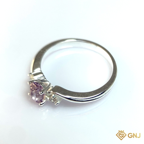 Nhẫn Bạc Xi Vàng Trắng Đính Đá Spinel Tự Nhiên - GNJ