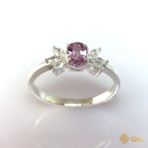 Nhẫn Bạc Xi Vàng Trắng Đính Đá Spinel Tự Nhiên - GNJ