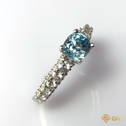 Nhẫn Bạc Xi Vàng Trắng Đính Đá Zircon Tự Nhiên - GNJ