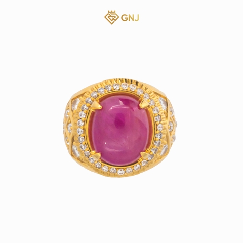 Nhẫn vàng nam đá ruby tài lộc