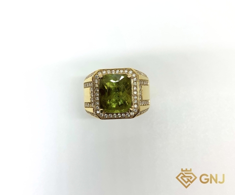 Nhẫn nam đá chủ tourmaline may mắn