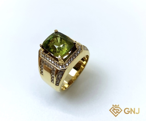 Nhẫn nam đá chủ tourmaline may mắn