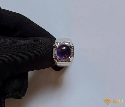 Nhẫn nam đá Thạch anh tím tự nhiên