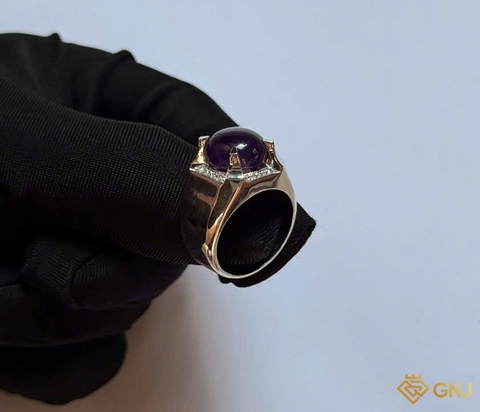 Nhẫn nam đá Thạch anh tím tự nhiên