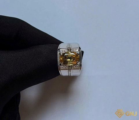 Nhẫn nam đính đá Citrine tự nhiên