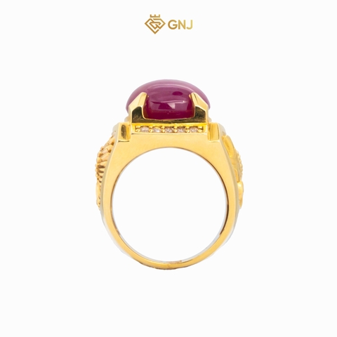 Nhẫn vàng nam đá chủ ruby sao tài lộc