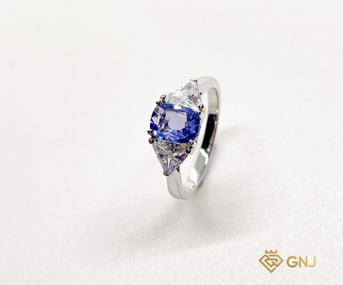 Nhẫn Đá Spinel Xanh Thiên Nhiên Vàng Trắng 10K - GNJ