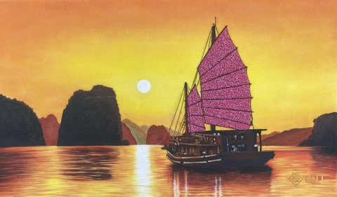 Tranh Đá Quý Thuận Buồm Xuôi Gió Đẹp Lục Yên - GNJ