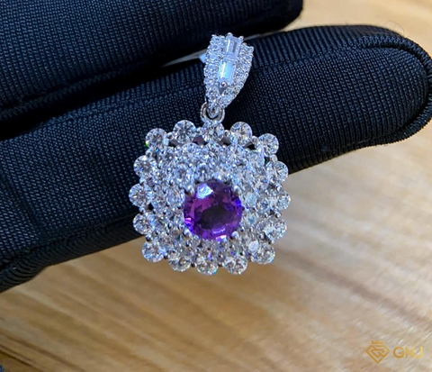 Mặt dây chuyền đính đá Amethyst tự nhiên